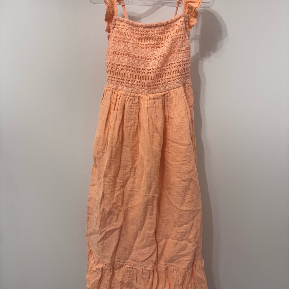 Girls Peach Crochet Bodice Maxi Dress size 6/7